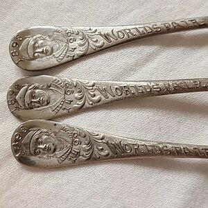 1893 Chicago World Fair Spoons, 3 Spoons, Columbus 1492, Standard Vintage